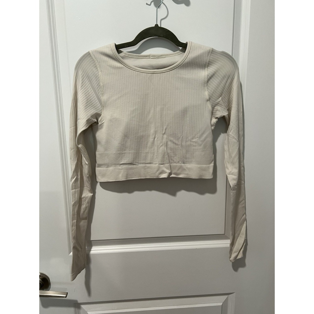 Lululemon Ebb to Street Long Sleeve White Opal Size 8 Yoga Athletic Built In Bra